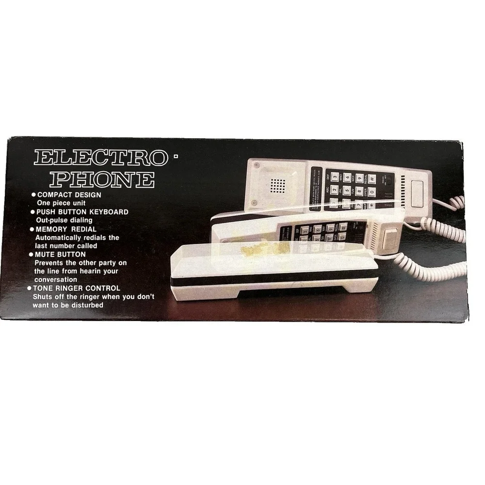 Vintage 80's Electro-Phone Corded Wall Mount Push Button New‎ Deadstock Retro